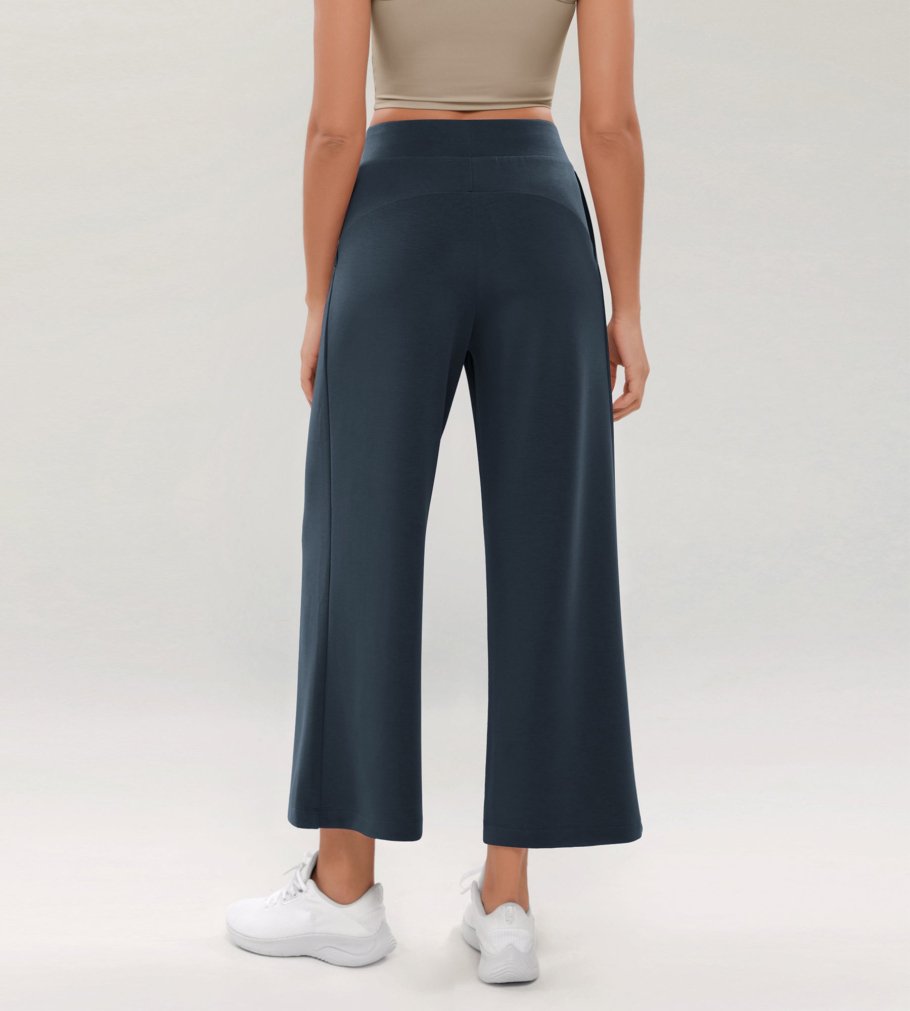 Modal Soft Wide Leg Cropped Casual Pants - ododos