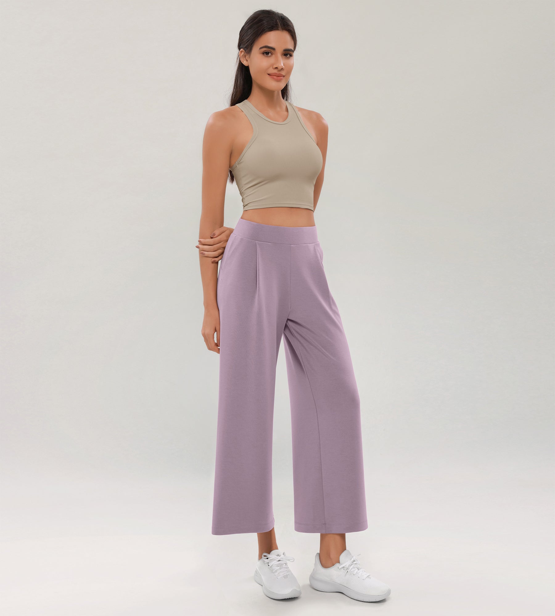 Modal Soft Wide Leg Cropped Casual Pants - ododos