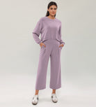 Modal Soft Wide Leg Cropped Casual Pants Taro Purple - ododos