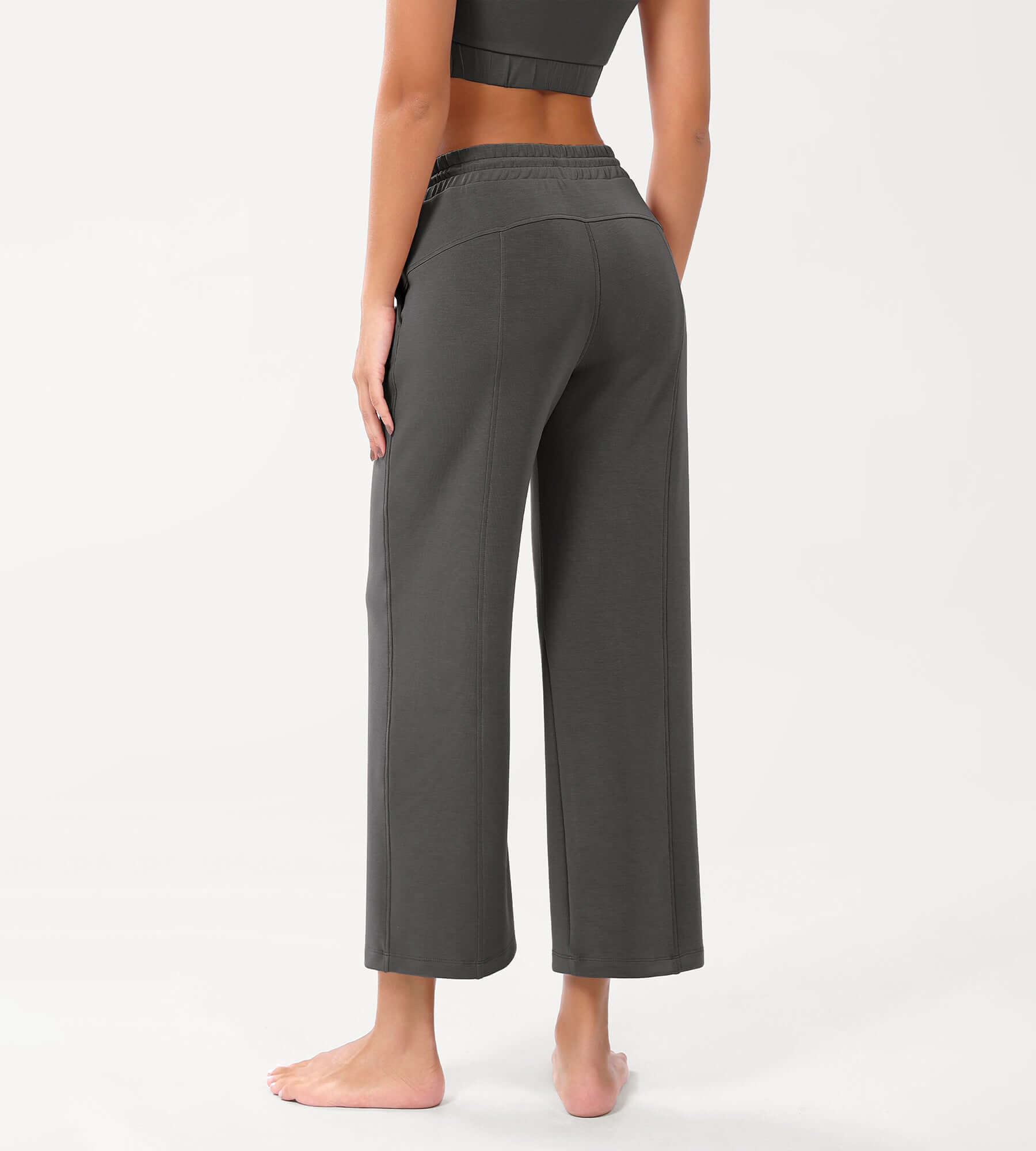 25 Adjustable Shockcord High Waist Casual Lounge Pants with Pockets - ododos