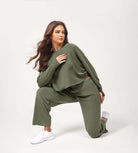 25" Adjustable Shockcord High Waist Casual Lounge Pants with Pockets - ododos