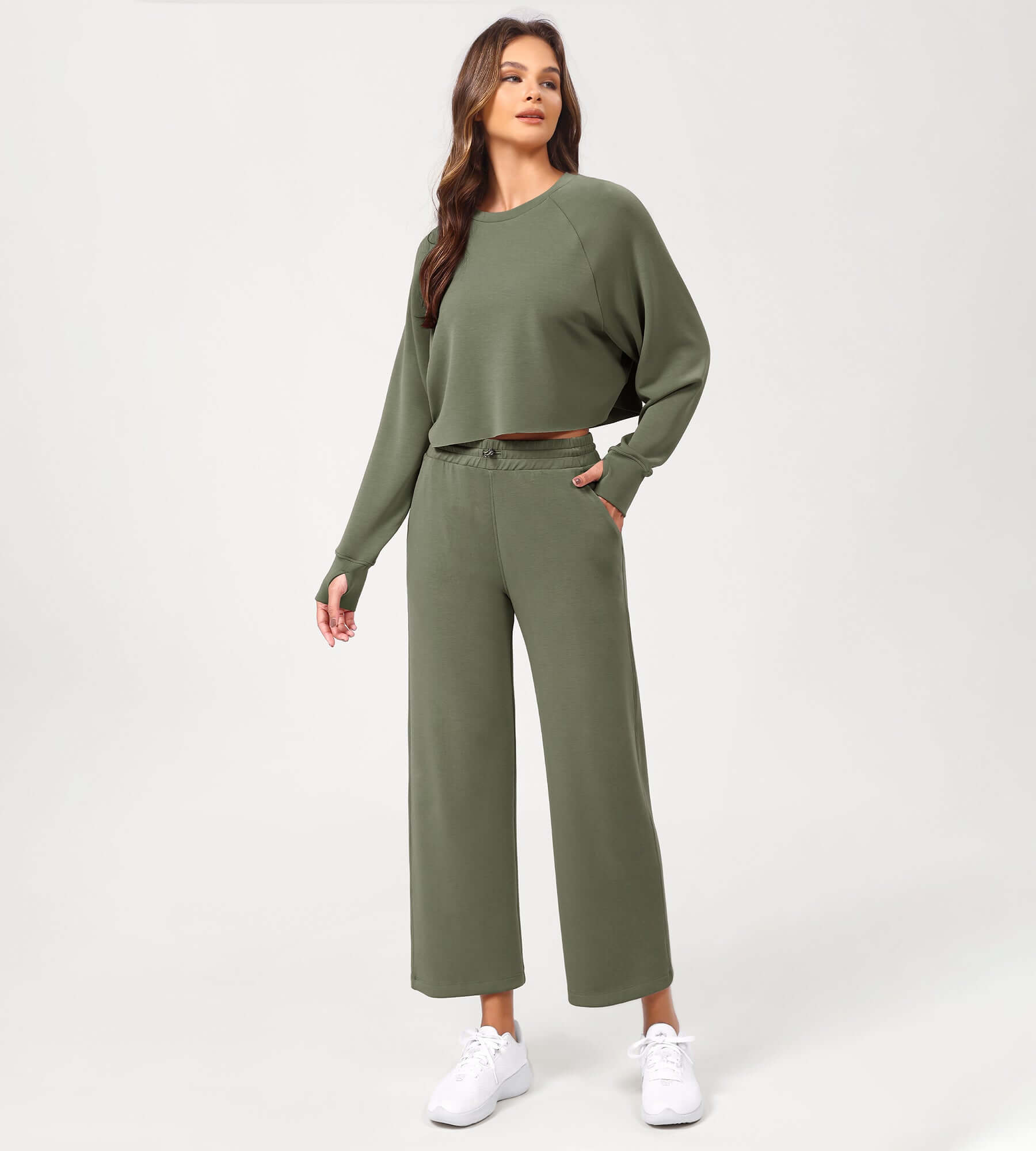 25 Adjustable Shockcord High Waist Casual Lounge Pants with Pockets - ododos