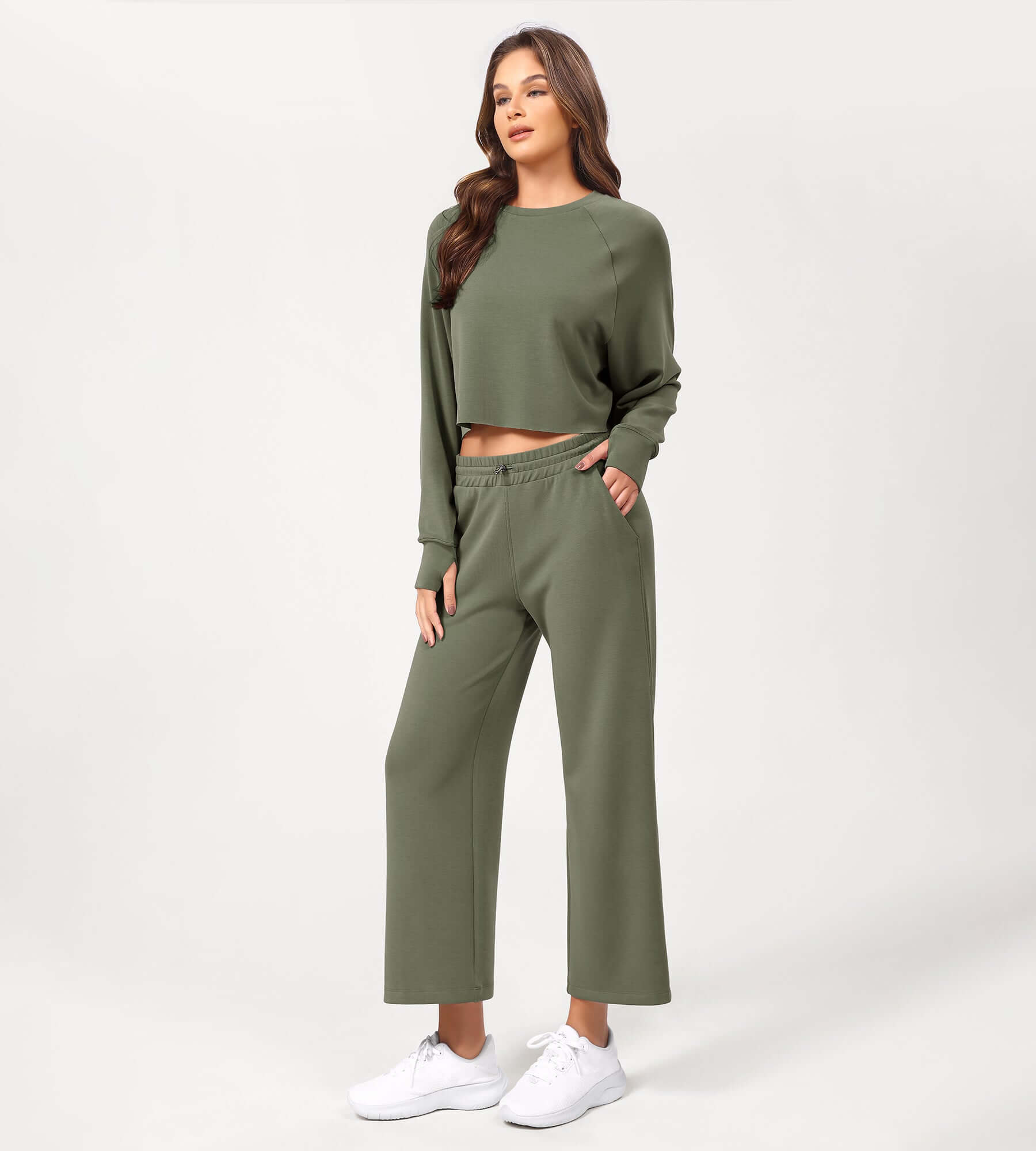 25 Adjustable Shockcord High Waist Casual Lounge Pants with Pockets - ododos