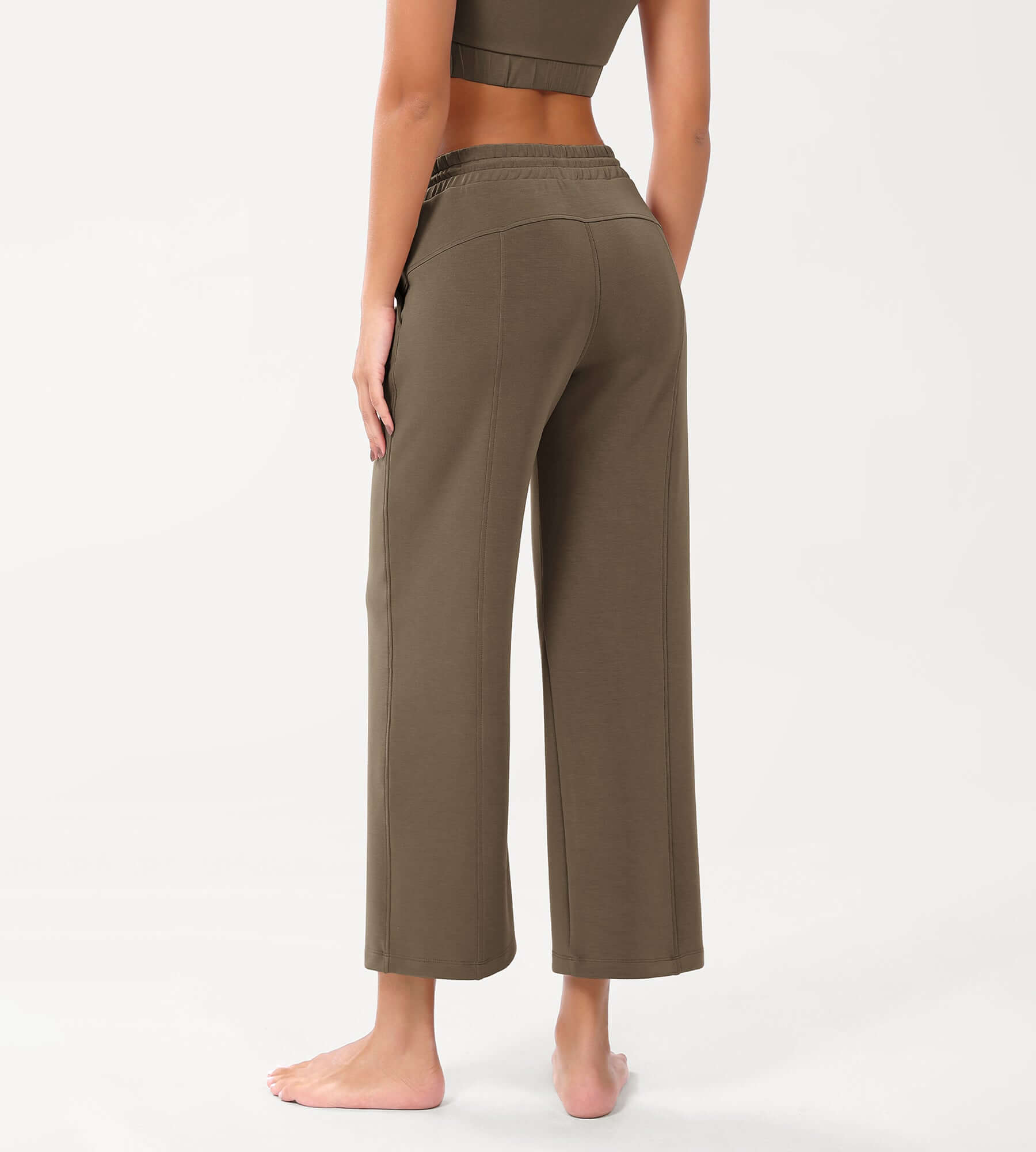 25 Adjustable Shockcord High Waist Casual Lounge Pants with Pockets - ododos