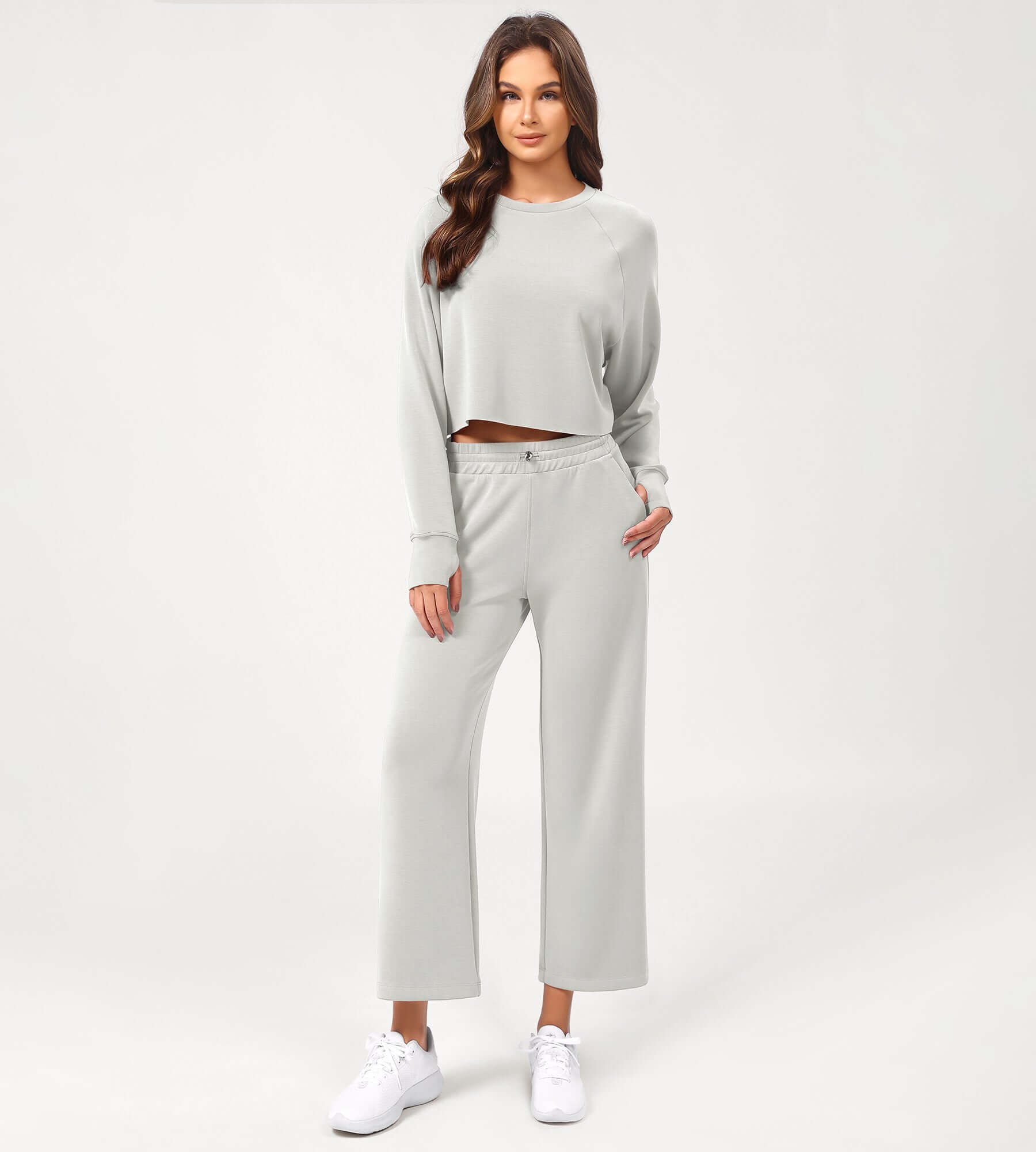 25 Adjustable Shockcord High Waist Casual Lounge Pants with Pockets - ododos