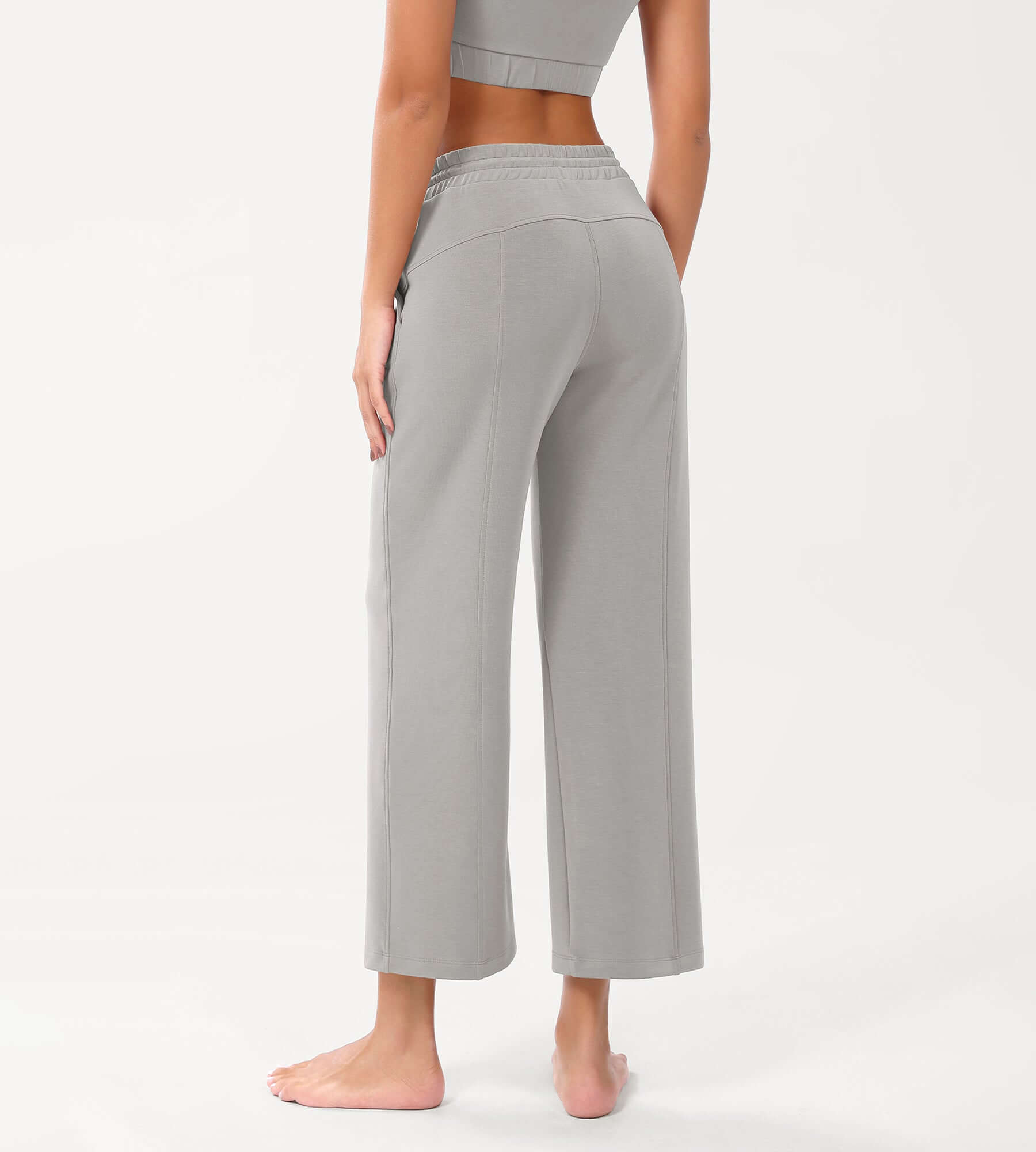 25 Adjustable Shockcord High Waist Casual Lounge Pants with Pockets - ododos