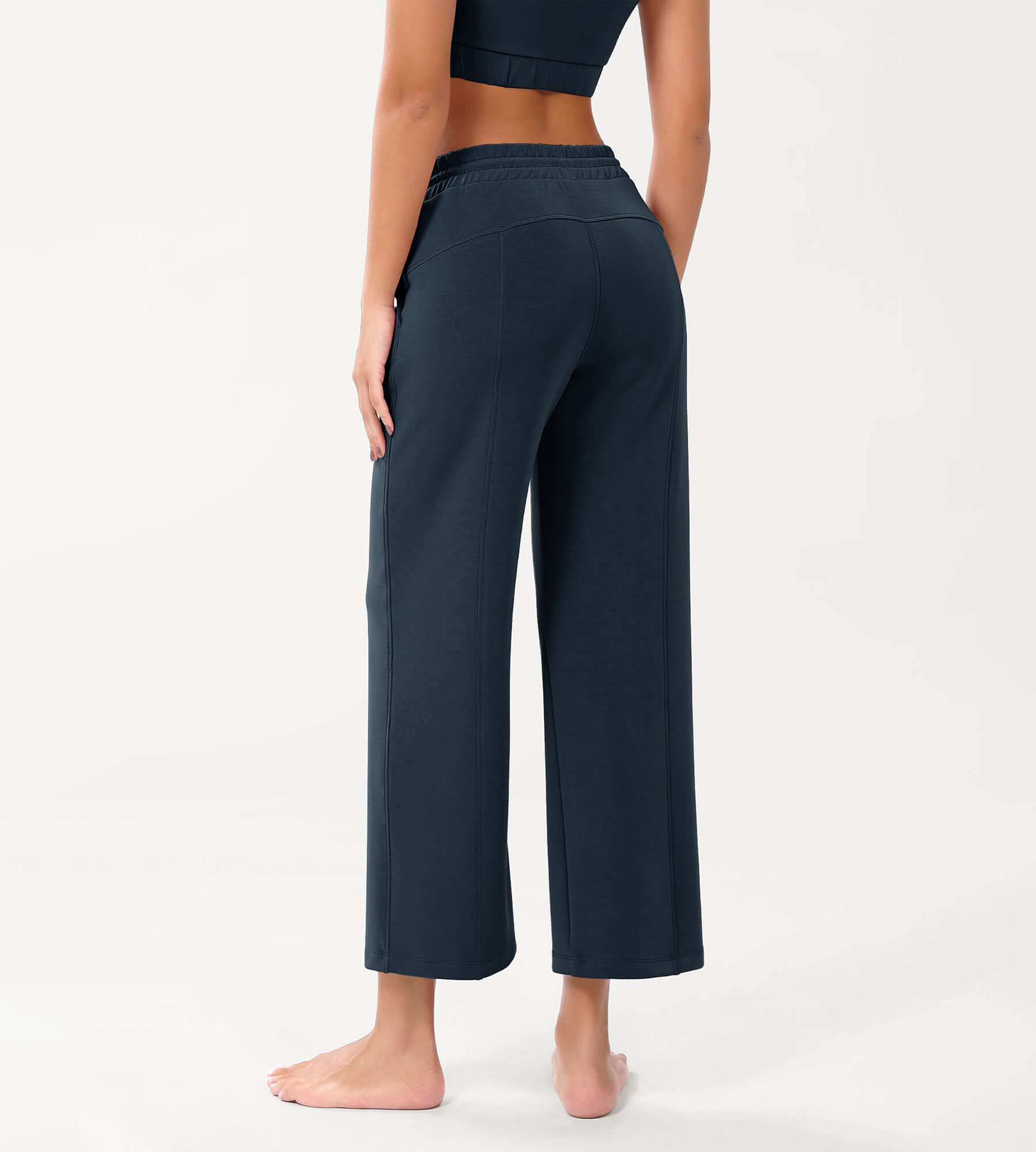 25 Adjustable Shockcord High Waist Casual Lounge Pants with Pockets - ododos