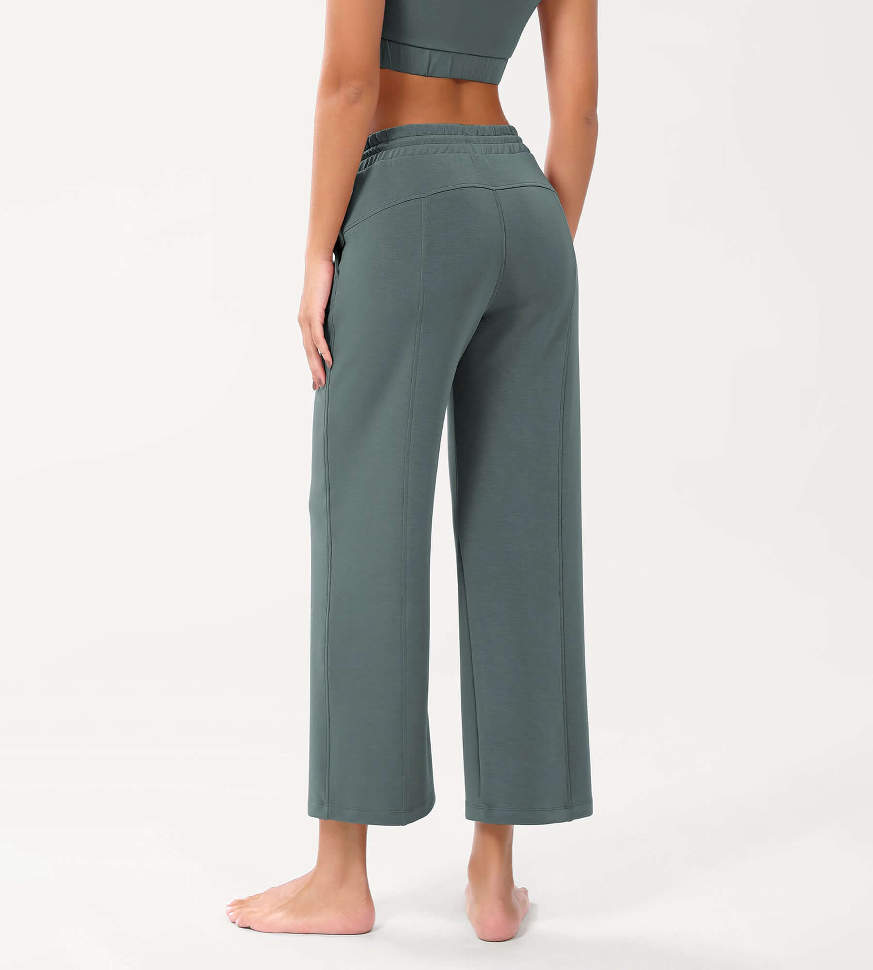 25 Adjustable Shockcord High Waist Casual Lounge Pants with Pockets - ododos