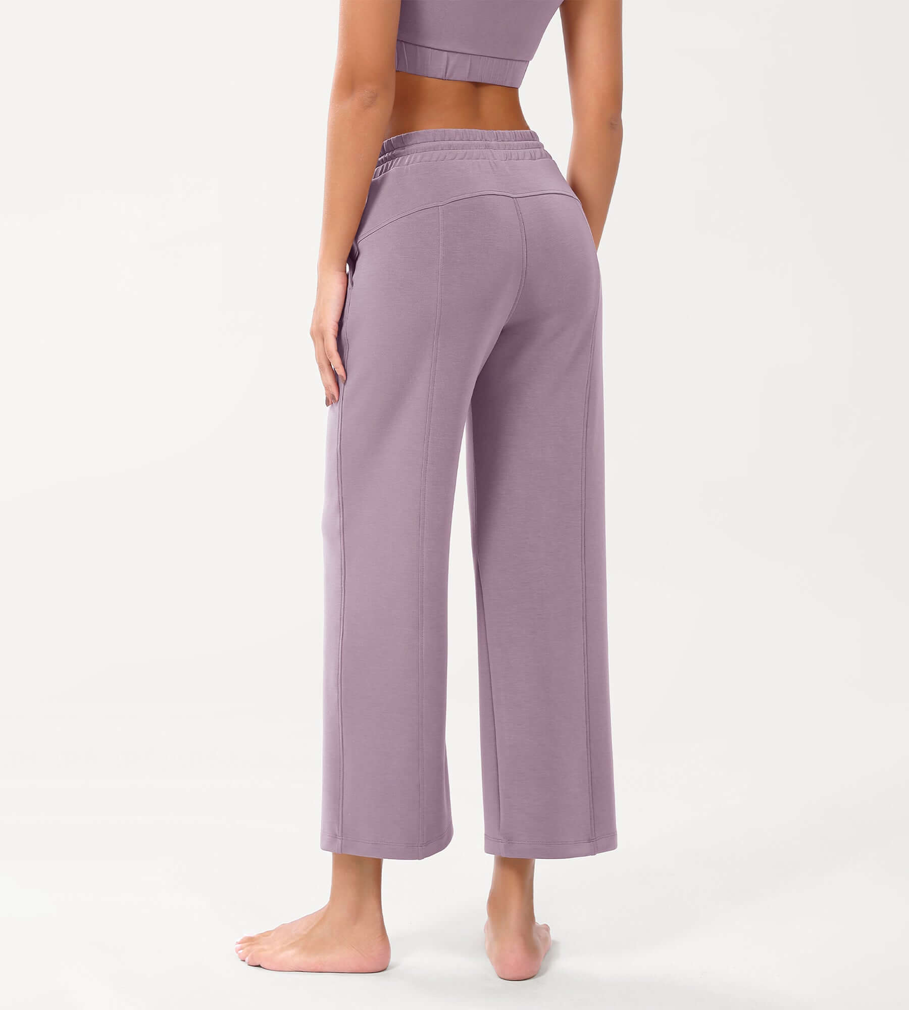 25 Adjustable Shockcord High Waist Casual Lounge Pants with Pockets - ododos