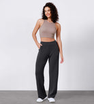 Women's Modal Soft Wide Leg Elastic High Waist Lounge Pants with Pockets - ododos