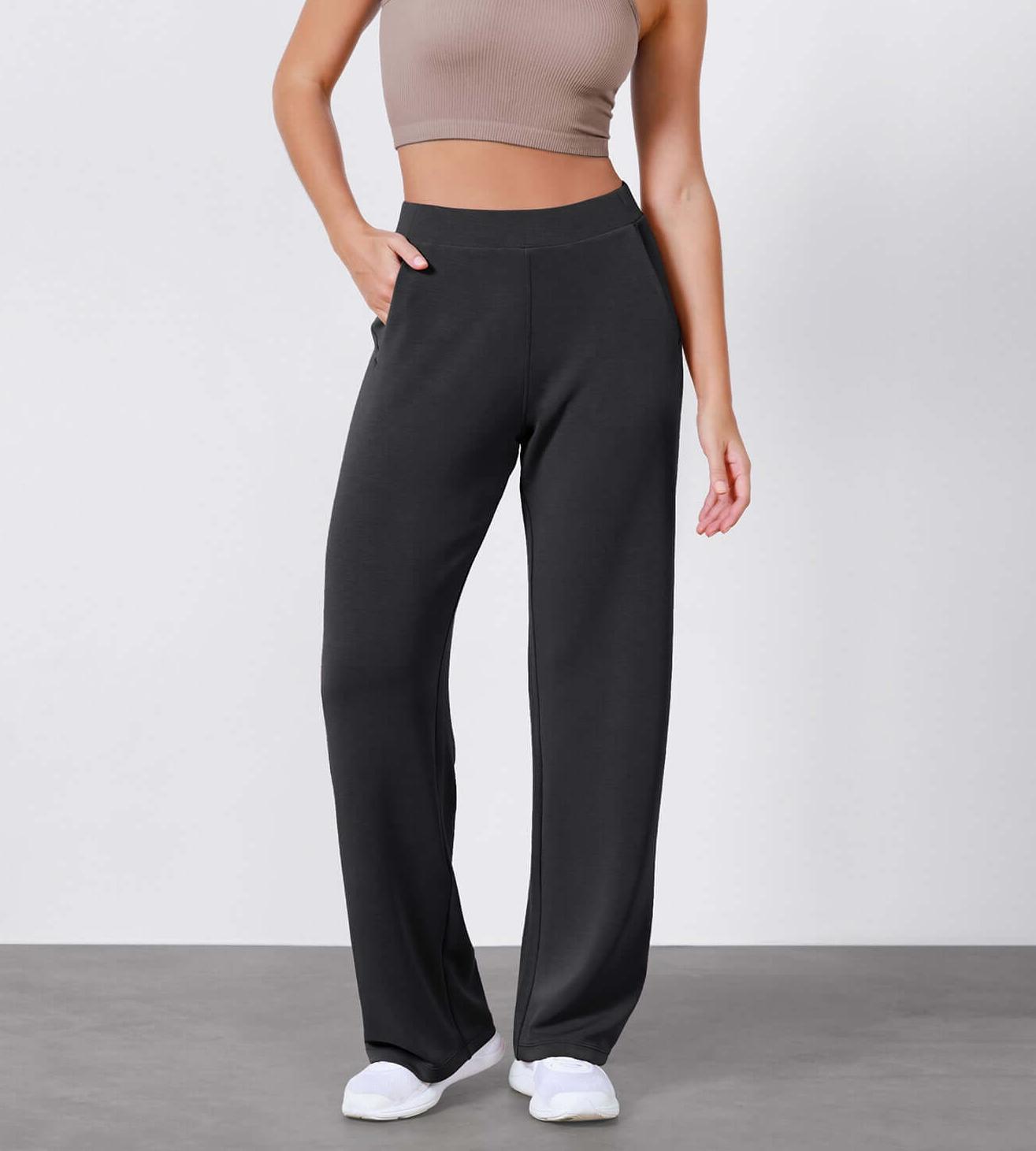 Women's Modal Soft Wide Leg Elastic High Waist Lounge Pants with Pockets - ododos