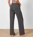 Women's Modal Soft Wide Leg Elastic High Waist Lounge Pants with Pockets - ododos