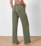 Women's Modal Soft Wide Leg Elastic High Waist Lounge Pants with Pockets - ododos