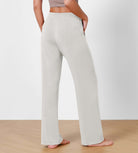 Women's Modal Soft Wide Leg Elastic High Waist Lounge Pants with Pockets - ododos