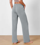 Women's Modal Soft Wide Leg Elastic High Waist Lounge Pants with Pockets - ododos