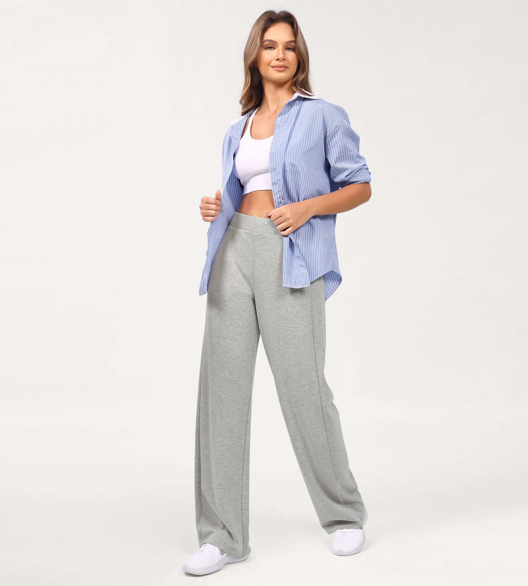 Women's Modal Soft Wide Leg Elastic High Waist Lounge Pants with Pockets - ododos