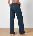 Women's Modal Soft Wide Leg Elastic High Waist Lounge Pants with Pockets - ododos