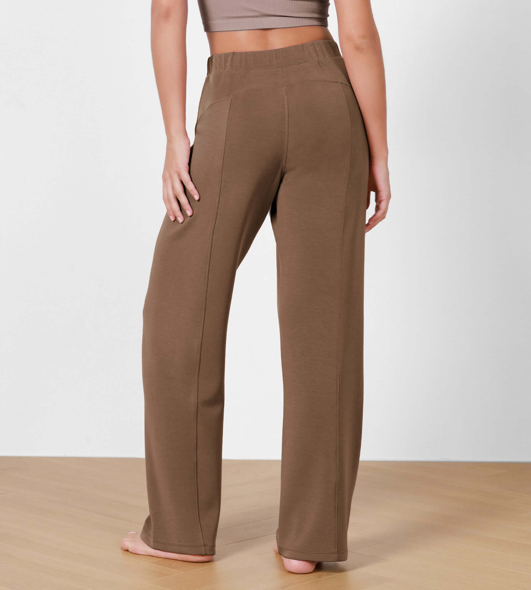 Women's Modal Soft Wide Leg Elastic High Waist Lounge Pants with Pockets - ododos