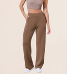 Women's Modal Soft Wide Leg Elastic High Waist Lounge Pants with Pockets - ododos