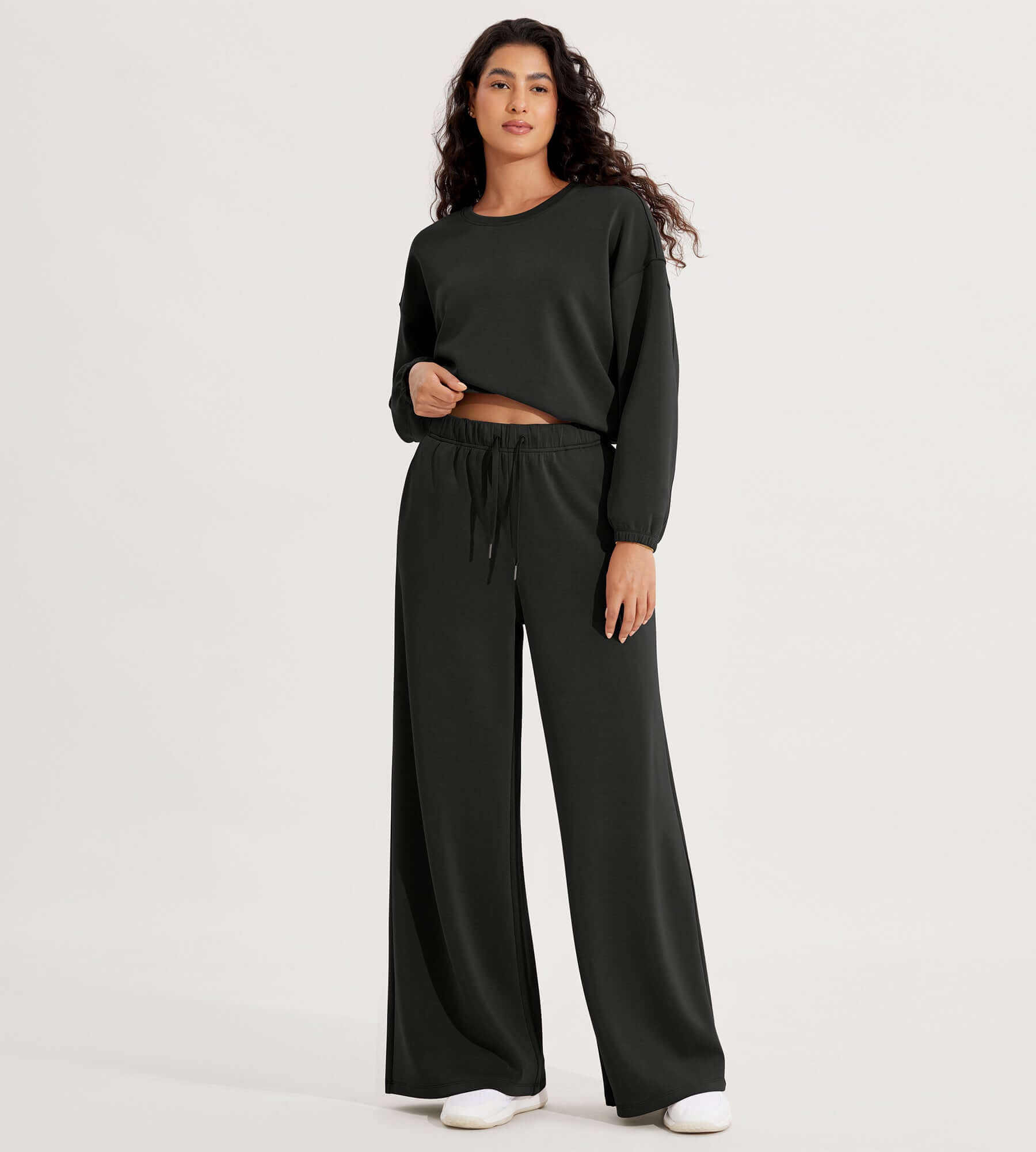 Modal Soft Drawstring High Waist Pull-On Casual Pants with Pockets - ododos