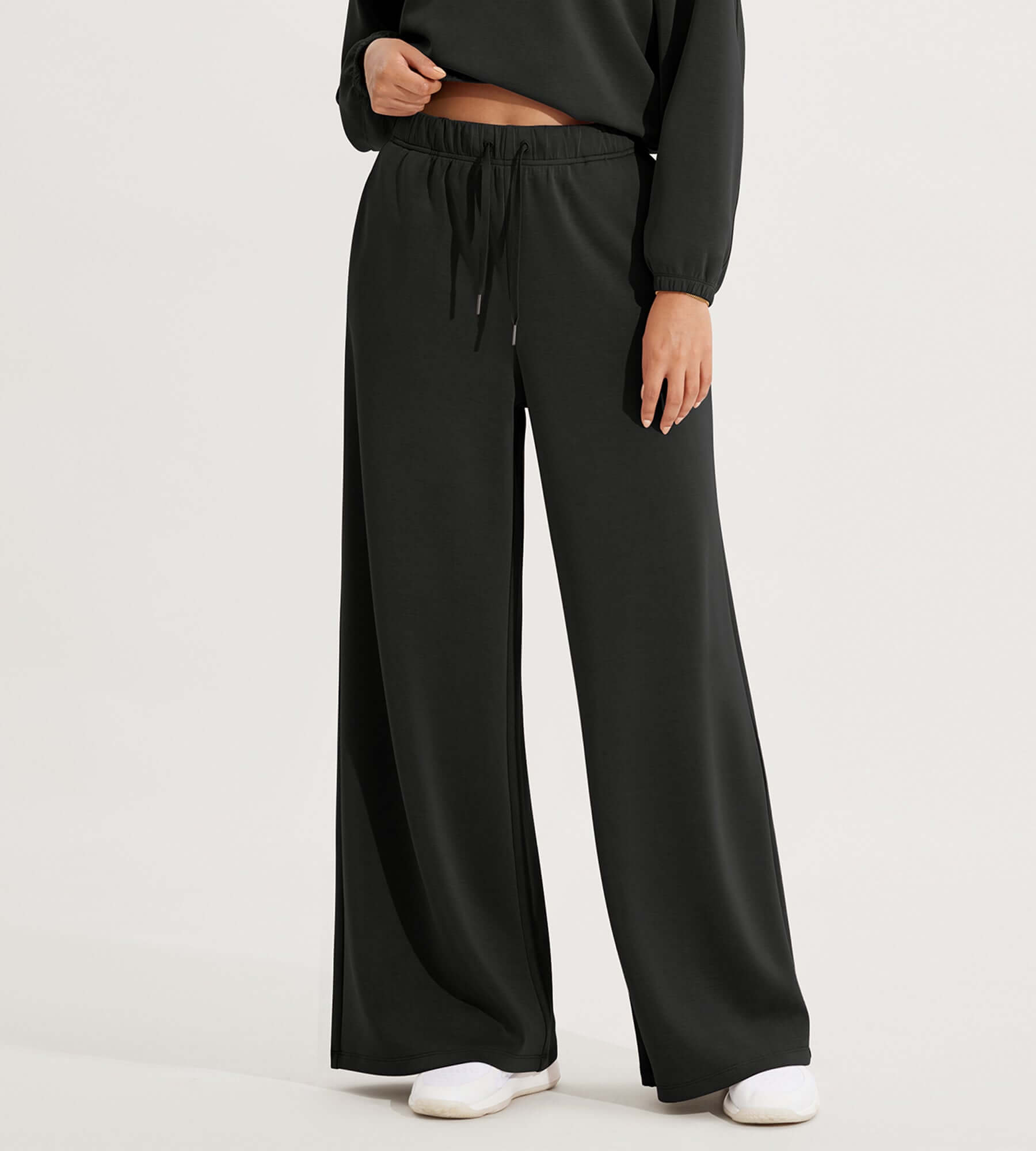 Modal Soft Drawstring High Waist Pull-On Casual Pants with Pockets - ododos