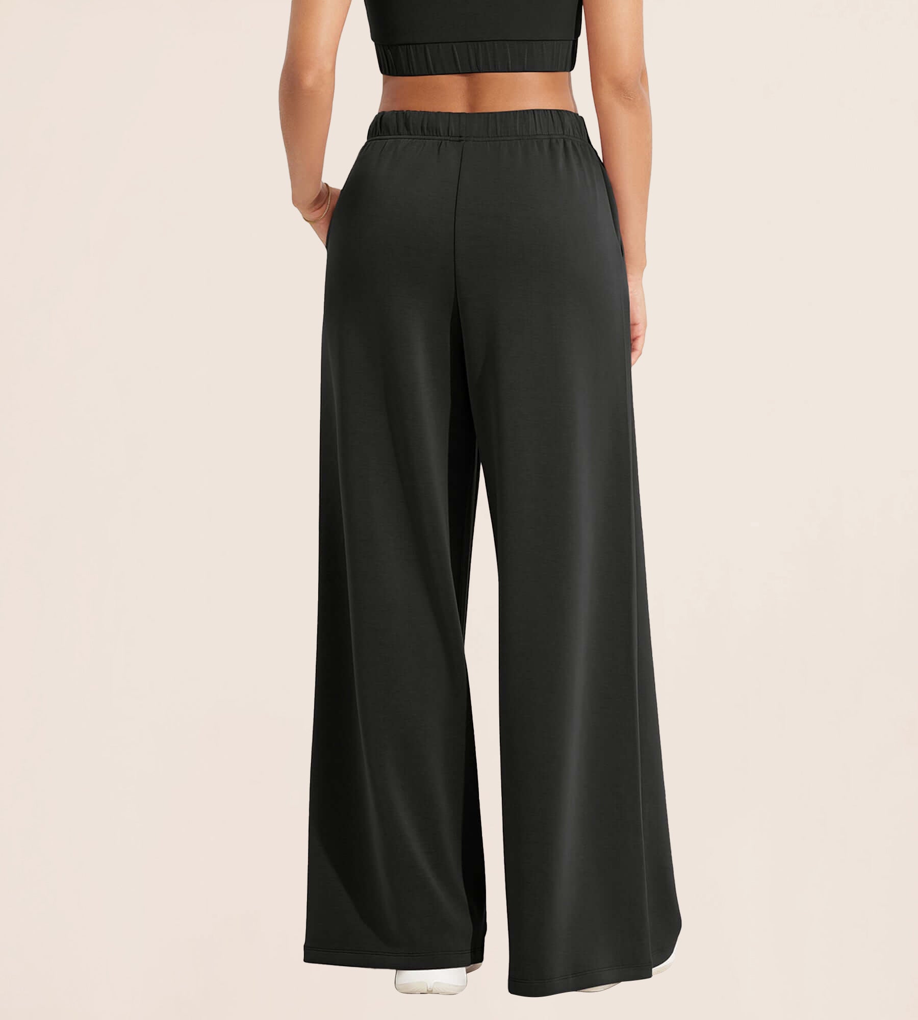 Modal Soft Drawstring High Waist Pull-On Casual Pants with Pockets - ododos