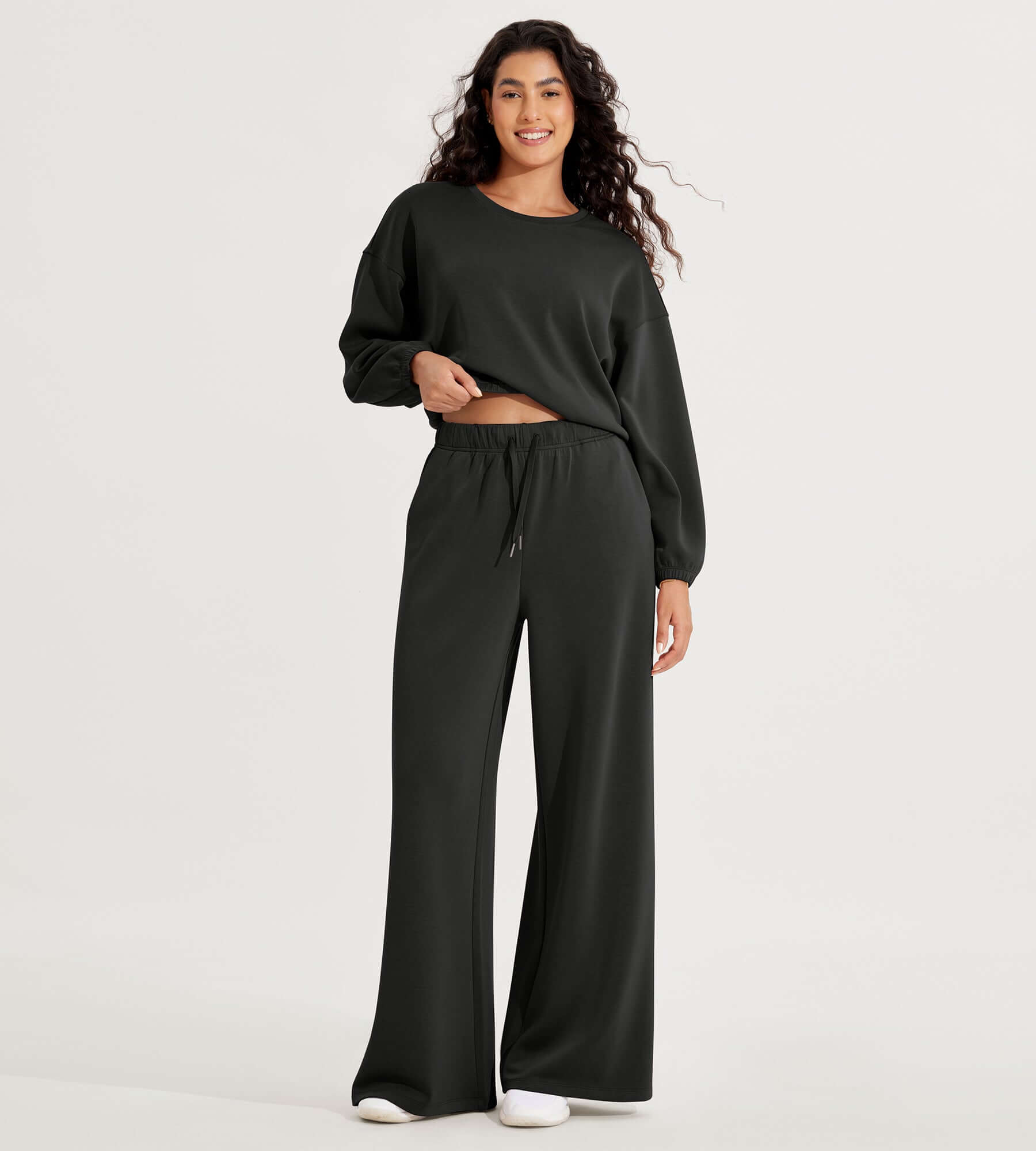 Modal Soft Drawstring High Waist Pull-On Casual Pants with Pockets - ododos