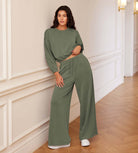 Modal Soft Drawstring High Waist Pull-On Casual Pants with Pockets - ododos