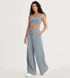 Modal Soft Drawstring High Waist Pull-On Casual Pants with Pockets - ododos