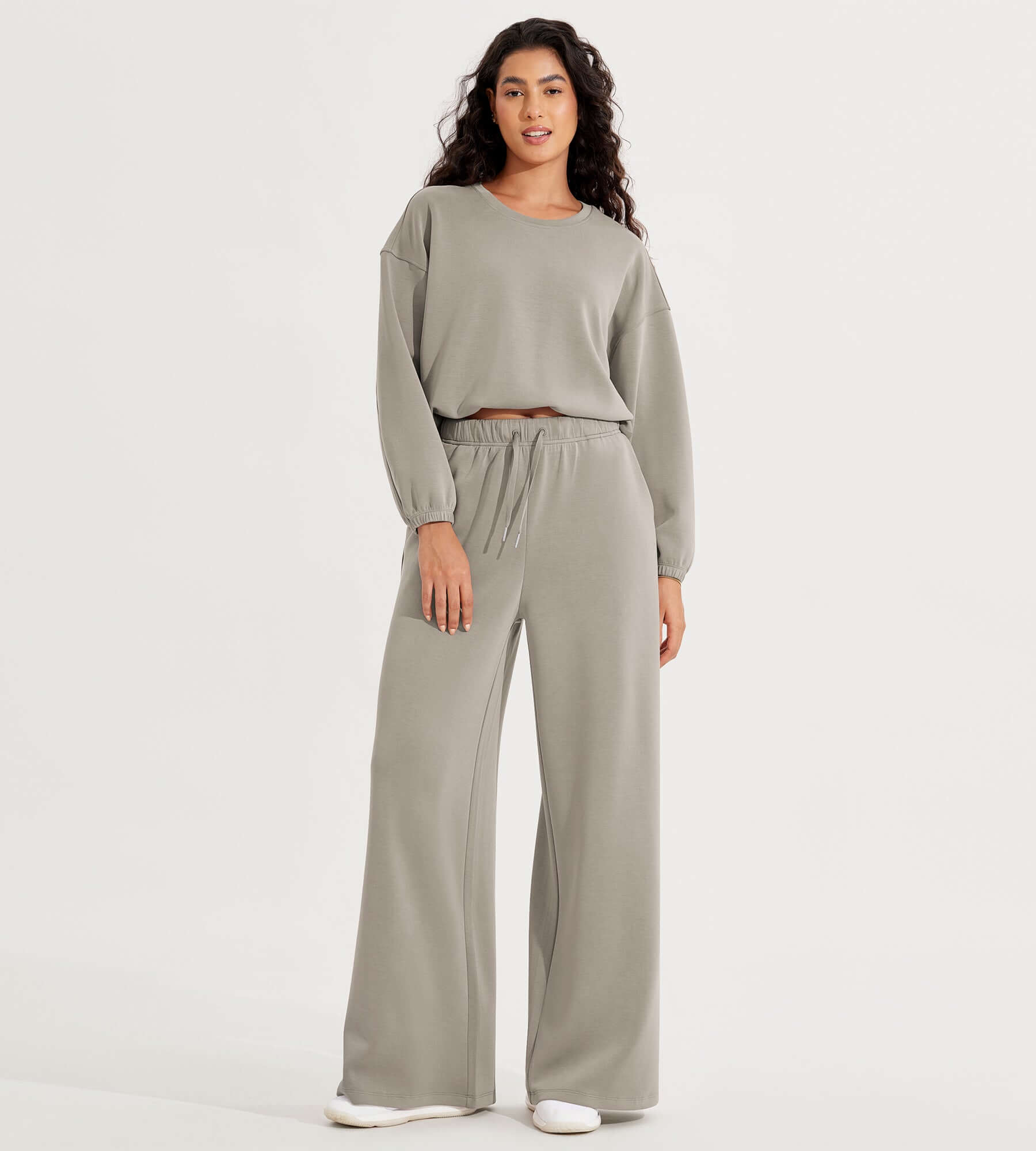 Modal Soft Drawstring High Waist Pull-On Casual Pants with Pockets - ododos