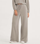 Modal Soft Drawstring High Waist Pull-On Casual Pants with Pockets Khaki - ododos