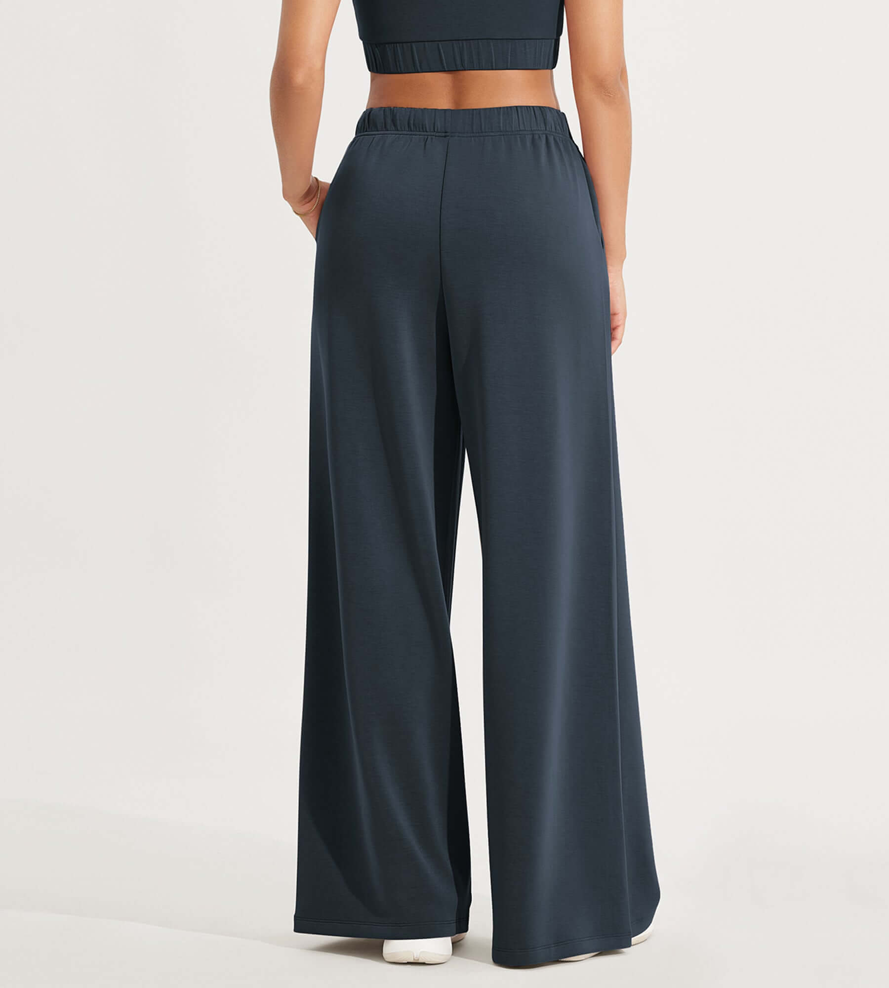 Modal Soft Drawstring High Waist Pull-On Casual Pants with Pockets - ododos