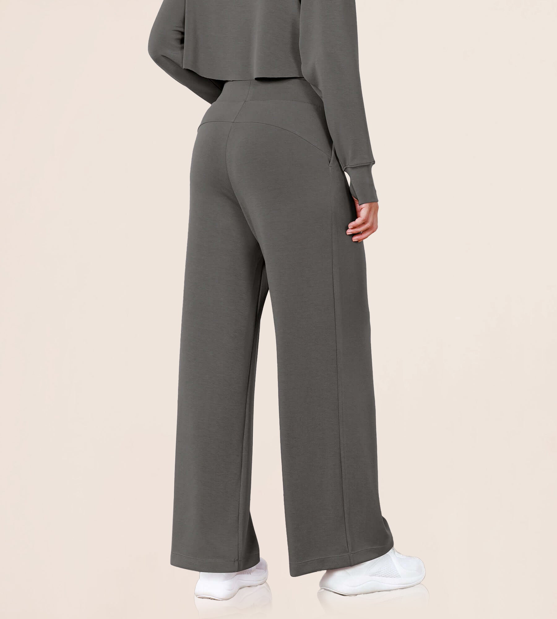 Modal Soft High Waist Wide Leg Casual Pants with Pockets - ododos