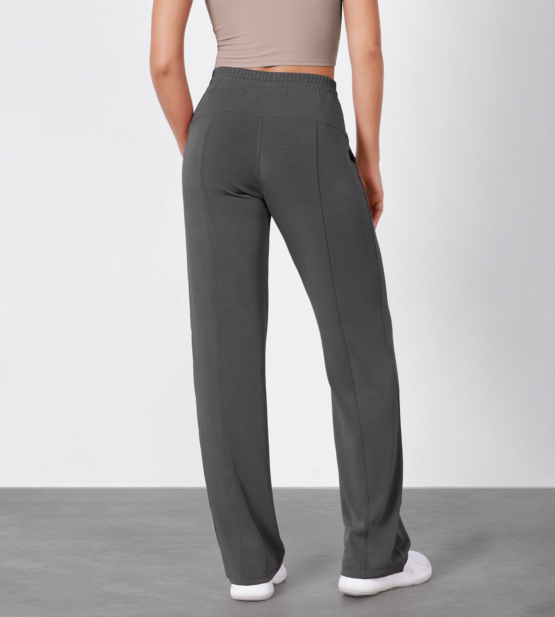 27 Adjustable Shockcord High Waist Casual Lounge Pants with Pockets - ododos