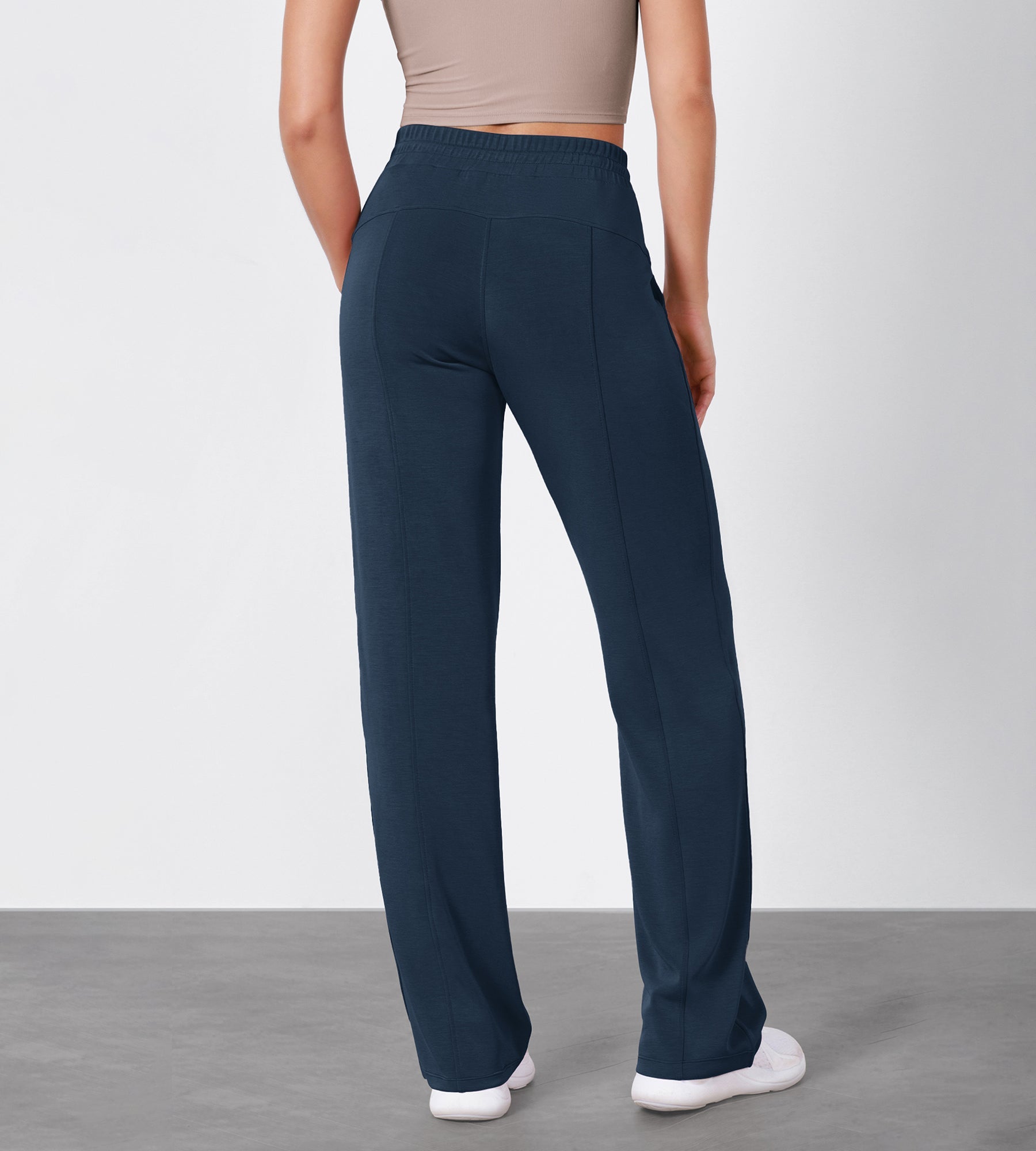 27 Adjustable Shockcord High Waist Casual Lounge Pants with Pockets - ododos