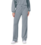 29" Adjustable Shockcord High Waist Casual Lounge Pants with Pockets Grey Blue - ododos