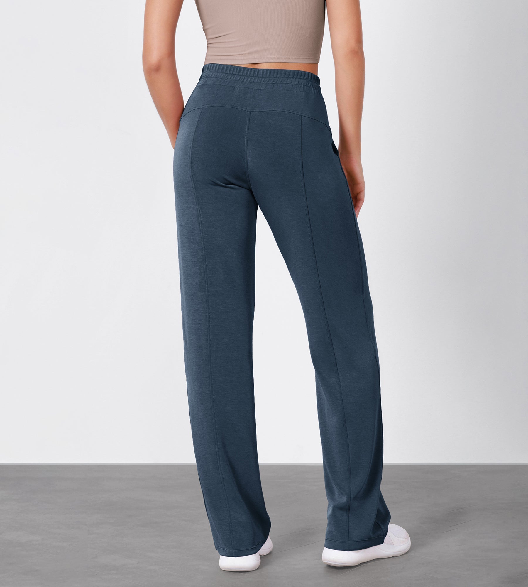 27 Adjustable Shockcord High Waist Casual Lounge Pants with Pockets - ododos