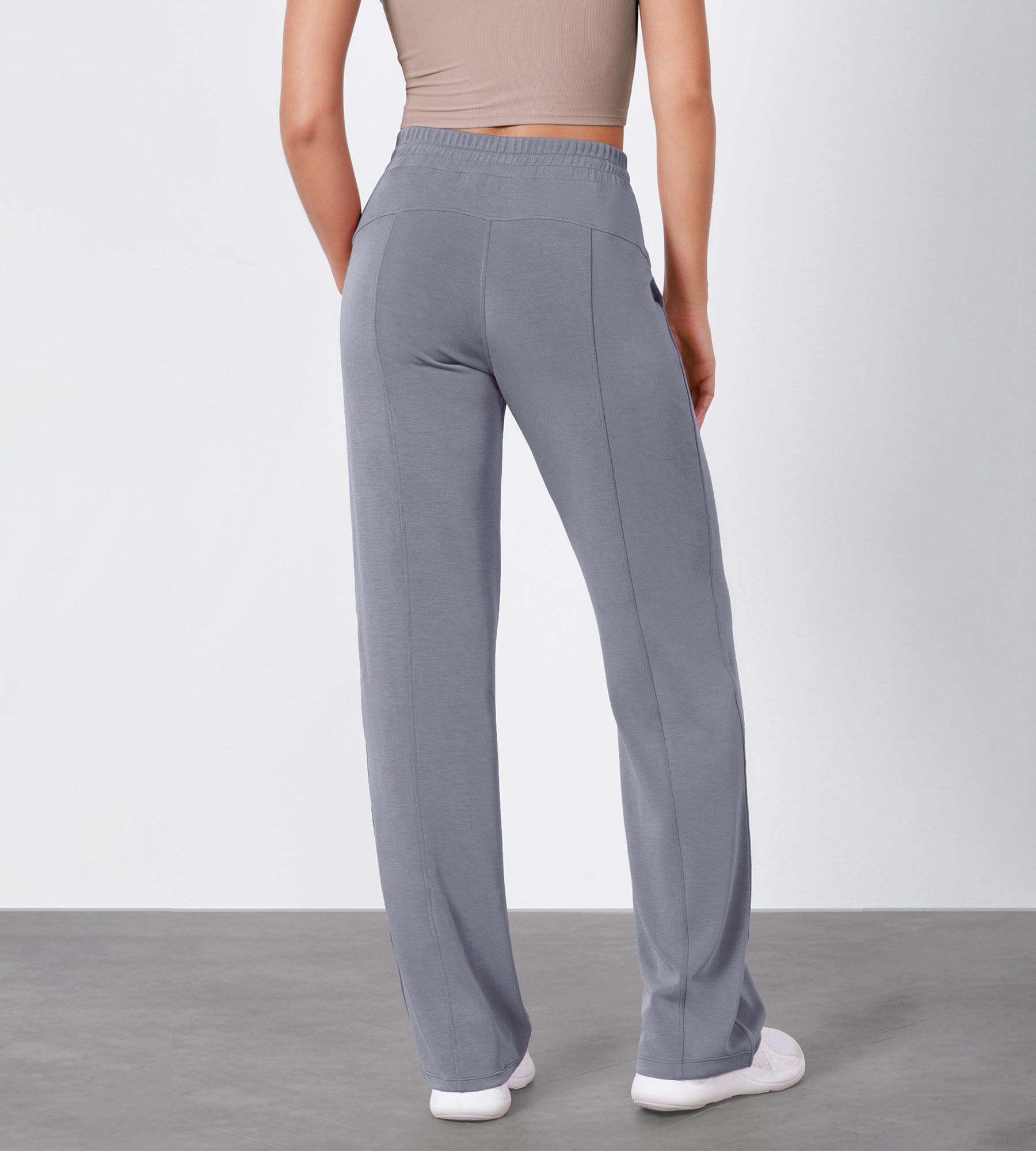 27 Adjustable Shockcord High Waist Casual Lounge Pants with Pockets - ododos