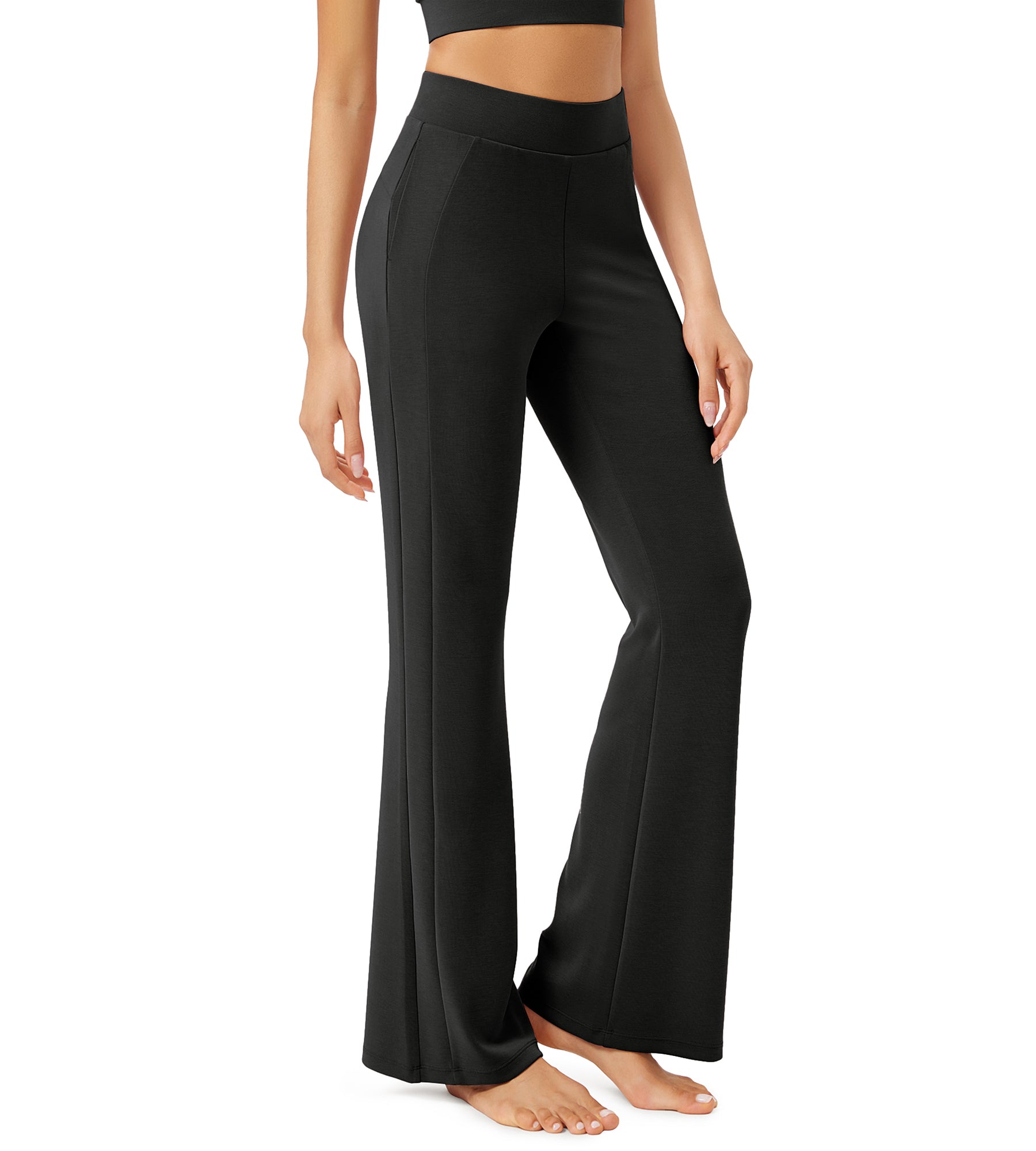 Modal Soft High Waist Casual Flared Pants - ododos