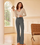 Modal Soft High Waist Casual Flared Pants Charcoal - ododos