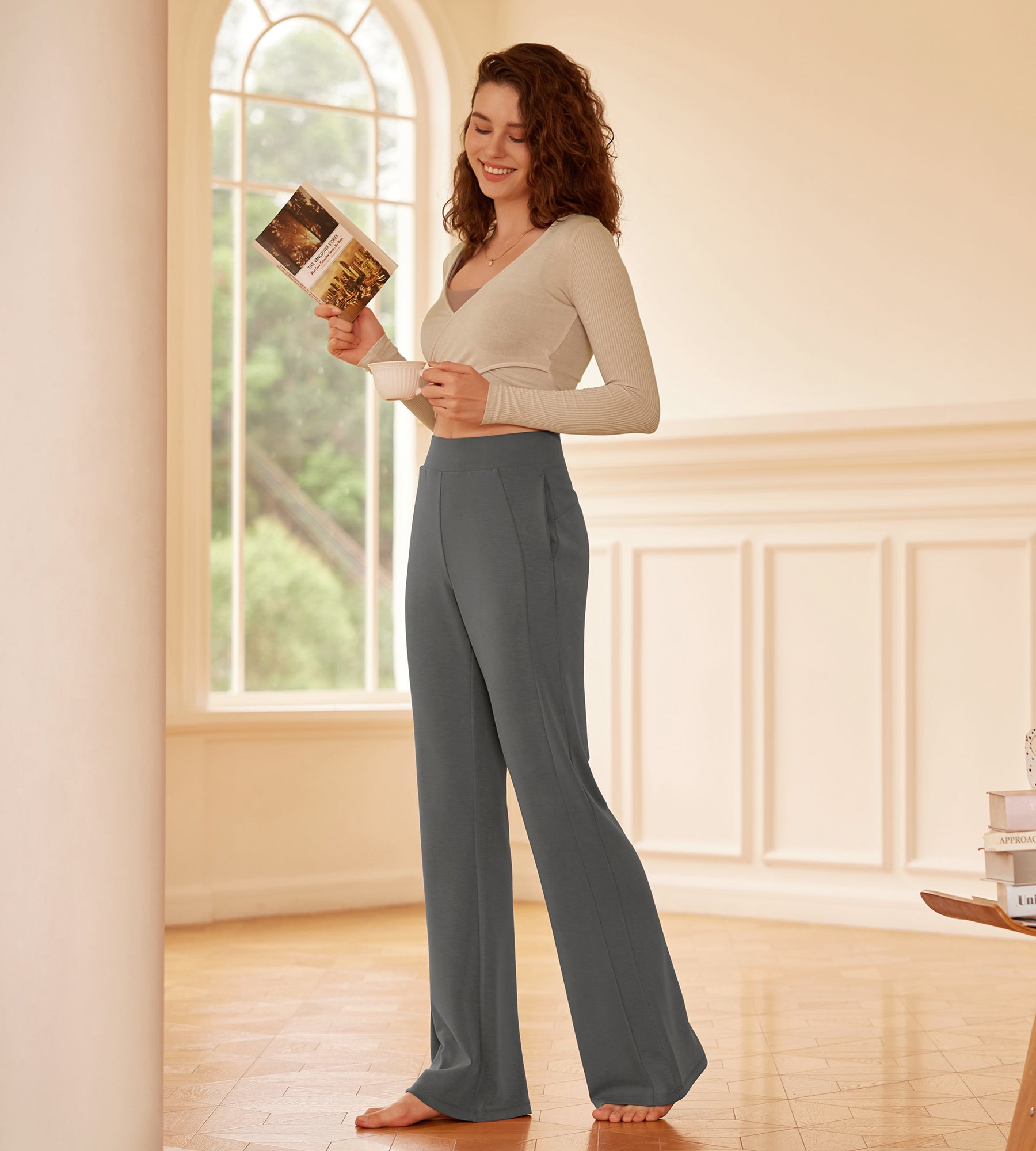 Modal Soft High Waist Casual Flared Pants - ododos