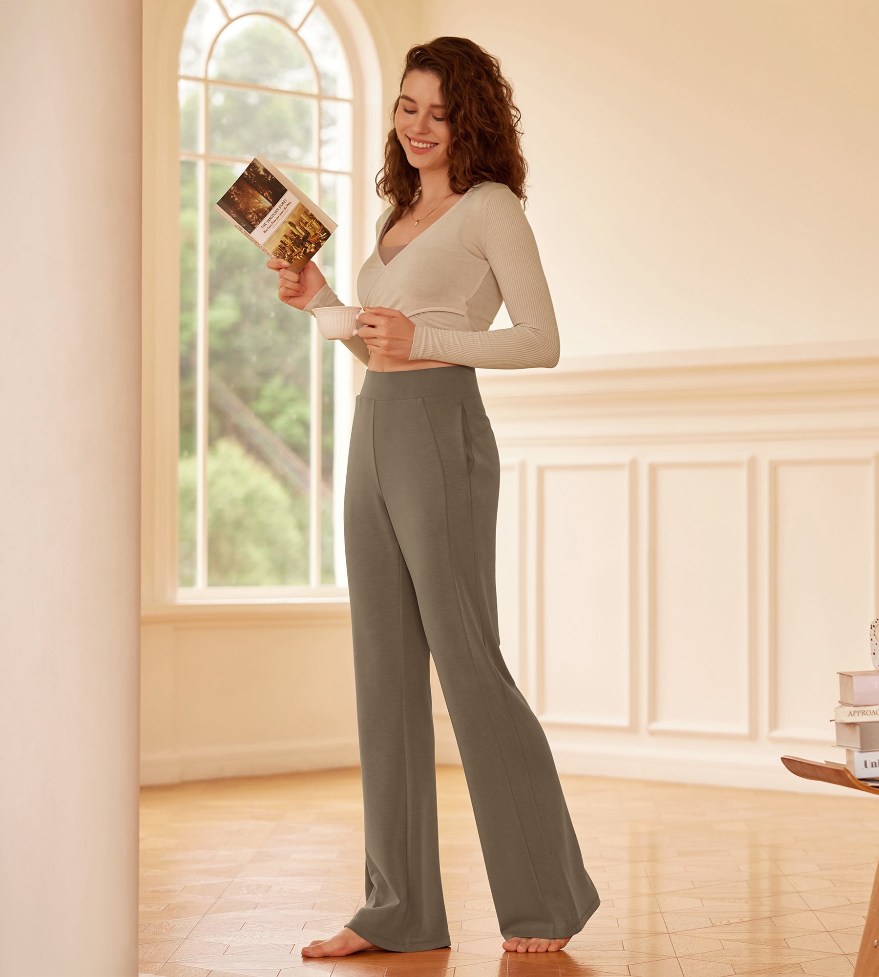 Modal Soft High Waist Casual Flared Pants - ododos