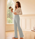 Modal Soft High Waist Casual Flared Pants Gray - ododos