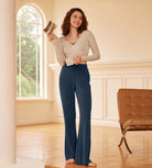 Modal Soft High Waist Casual Flared Pants - ododos