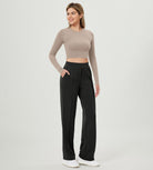 Modal Soft Mid Rise Pull-On Lounge Casual Work Pants with Pockets - ododos