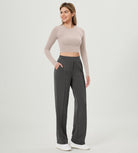 Modal Soft Mid Rise Pull-On Lounge Casual Work Pants with Pockets - ododos