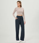 Modal Soft Mid Rise Pull-On Lounge Casual Work Pants with Pockets - ododos