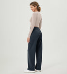 Modal Soft Mid Rise Pull-On Lounge Casual Work Pants with Pockets - ododos