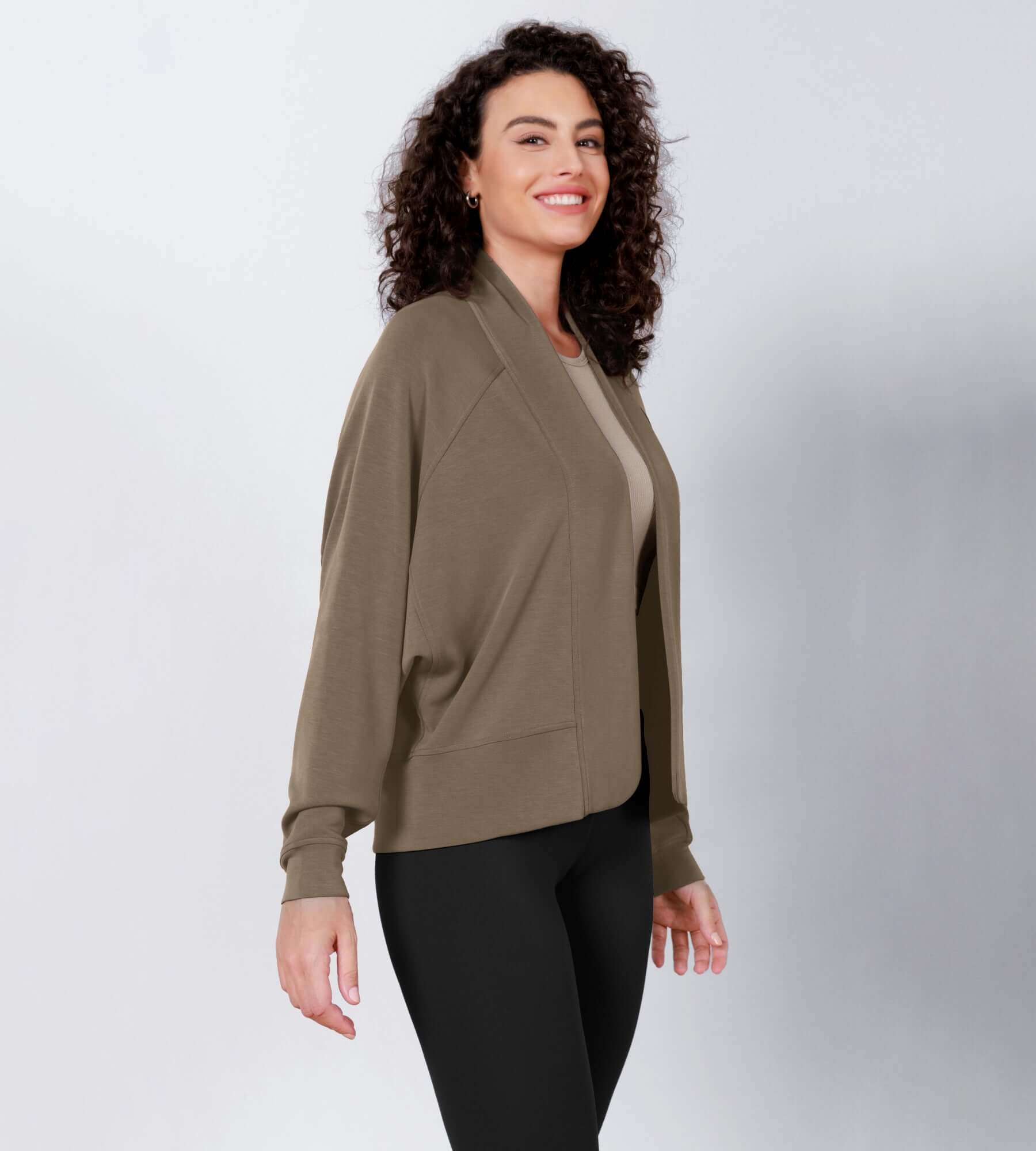 Modal Soft Open Front Long Sleeve Casual Wrap Cardigans - ododos