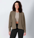 Modal Soft Open Front Long Sleeve Casual Wrap Cardigans Espresso - ododos